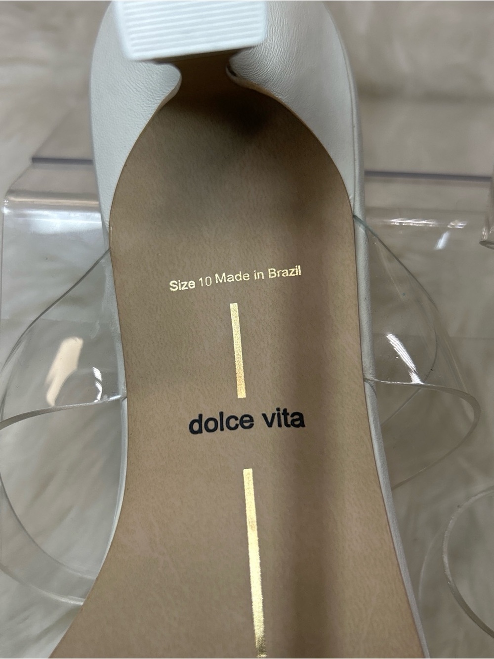 Dolce Vita White Mule Sandals with Clear Straps - Picture 7 of 8